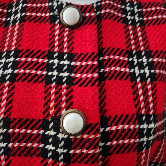 Vintage Preston & York Red Plaid Blazer Size 10 - Picture 5 of 15